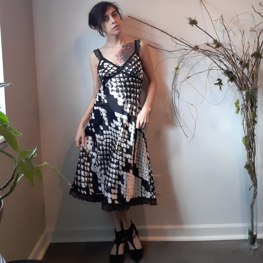 Satin Snake Skin Lace Dress